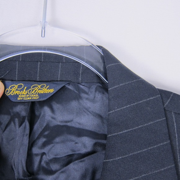 Brooks Brothers Suit Mens 43L Navy BrooksEase Wool 2 Button Two Piece Set Stripe - Picture 5 of 16